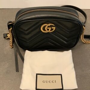 Gucci Black Marmont Matelasse Crossbody Bag